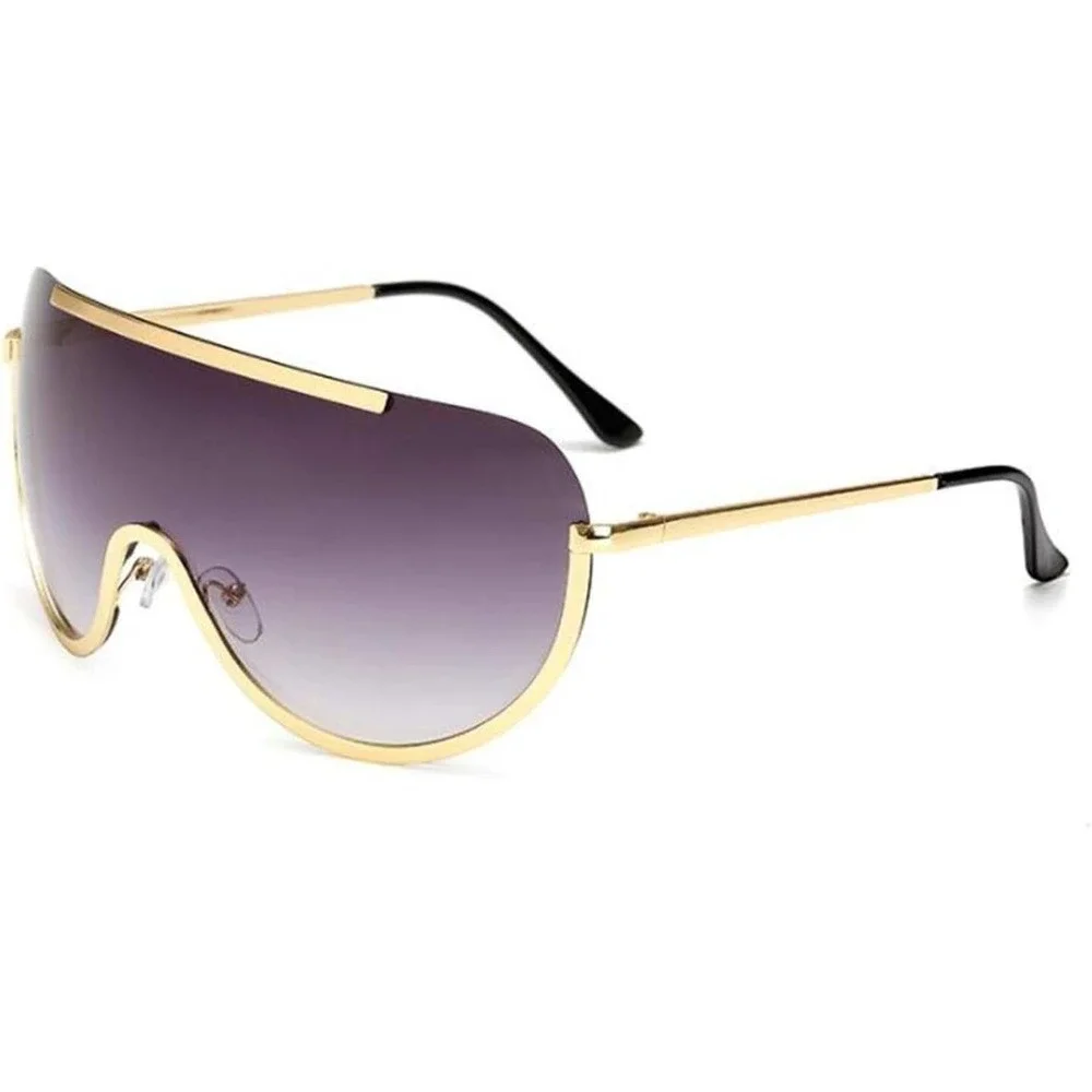 Oversized Top Bar Futuristic Wrap Sunglasses One Piece Men Fashion Shades Lentes